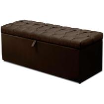 Calçadeira Recamier Baú Casal Queen 160cm Italia Suede Marrom - DS Móveis