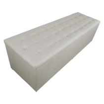 Calçadeira Recamier Baú Casal Super King 195cm Juliana Suede Bege - DS Estofados