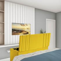 Calçadeira Recamier Baú Grécia 195cm King Size Para Quarto Box material sintético Amarelo - Ahz Móveis