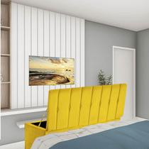 Calçadeira Recamier Baú Kiara 100cm Solteiro Para Quarto Box Suede Amarelo - Ahz Móveis