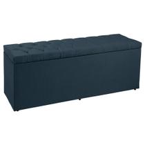 Calçadeira Recamier Baú King 1,95m Madrid Suede Azul Marinho - Pallazio