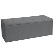 Calçadeira Recamier Baú King 1,95m Roma Suede Cinza - Pallazio