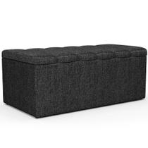 Calçadeira Recamier Baú Para Cama Box Solteiro Dália 100x50 Cm W01 Linho Chumbo - Lyam Decor Calçadeira Recamier Baú Para Cama Box Solteiro Dália 100x50 Cm W01 Linho Chumbo - Lyam Decor