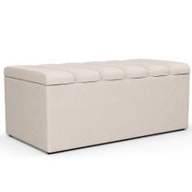 Calçadeira Recamier Baú Para Cama Box Solteiro Dália 100x50 Cm W01 Linho Cru - Lyam Decor