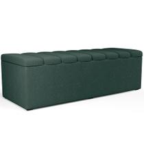 Calçadeira Recamier Baú Para Cama De Casal Dália 140x50 Cm W01 Linho Verde Musgo - Lyam Decor