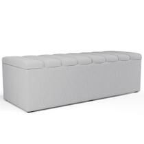 Calçadeira Recamier Baú Para Cama De Casal King Dália 195x50 cm W01 Linho Cinza - Lyam