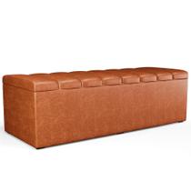 Calçadeira Recamier Baú Para Cama De Casal Queen Dália 160x50 Cm W01 Material Sintético Camel - Lyam Decor