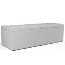 Calçadeira Recamier Baú Para Cama Queen Dália 160x50 Cm W01 Linho Cinza Lyam Decor