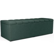 Calçadeira Recamier Baú Para Cama Queen Dália 160x50 Cm W01 Linho Verde Musgo Lyam Decor