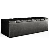 Calçadeira Recamier Baú Para Cama Queen Dália 160x50 Cm W01 material sintético Preto Lyam Decor