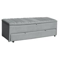 Calçadeira Recamier Baú Sapateira Ayla Veludo Casal 140cm Tampo Reto - Estopar