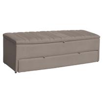 Calçadeira Recamier Baú Sapateira Casal King 190cm Ayla Suede Tampo Reto - Estopar