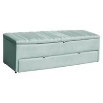 Calçadeira Recamier Baú Sapateira Solteiro 90cm Ayla Veludo Tampo Reto - Estopar