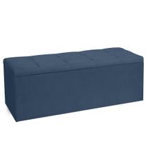 Calçadeira Recamier Baú Solteiro 0,90m Roma Suede Azul Marinho - Pallazio