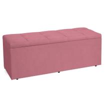 Calçadeira Recamier Baú Solteiro 0,90m Roma Suede Rosa - Pallazio