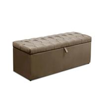 Calçadeira Recamier Baú Solteiro 90cm Italia Suede Capuccino - DS Móveis