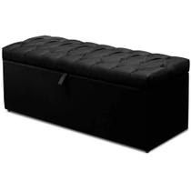 Calçadeira Recamier Baú Solteiro 90cm Italia Suede Preto - DS Móveis