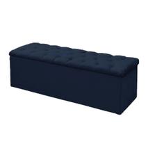 Calçadeira Recamier Baú Solteiro 90cm Sofia Suede Azul Marinho - DS Estofados
