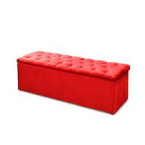 Calçadeira Recamier Baú Solteiro 90cm Sofia Suede Vermelho - DS Móveis