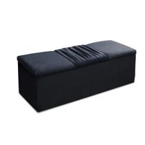 Calçadeira Recamier Baú Solteiro 90cm Vitória Suede Azul - DS Estofados