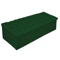 Calçadeira Recamier Estofada Baú Mel Capitonê 140 cm Suede Verde Quarto - AM Decor