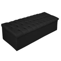 Calçadeira Recamier Estofada Baú Mel Capitonê 160 cm Suede Preto Quarto - AM Decor