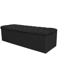 Calçadeira Recamier Estofada Inglaterra 160cm Queen Size Capitonê Suede Preto - Ahz Móveis