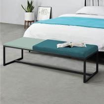 Calçadeira Recamier Londres 140cm Industrial Preto Suede Azul Turquesa Tampo Quadrado MDF Verde - Ahz Móveis - AHAZZO MÓVEIS