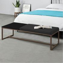 Calçadeira Recamier Londres 160cm Industrial Marrom Suede Preto Tampo Quadrado MDF Preto - Ahz Móveis