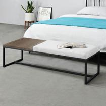 Calçadeira Recamier Londres 160cm Industrial Preto Suede Branco Tampo Quadrado MDF Madeira - Ahz Móveis