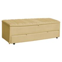 Calçadeira Recamier Sapateira Baú 140cm Casal Ayla Tampo Reto Suede - Estopar