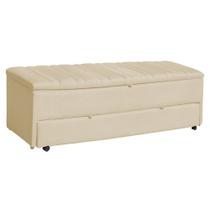 Calçadeira Recamier Sapateira Baú 140cm Casal Ayla Tampo Reto Suede - Estopar