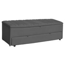 Calçadeira Recamier Sapateira Baú Ayla Suede Casal Queen 160cm Tampo Reto - Estopar