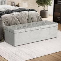 Calçadeira Sagitarius 160 Queen Decorativa N-023 Veludo Cinza Claro Aradecor