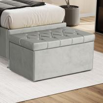 Calçadeira Sagitarius 90 Solteiro Decorativa N-023 Veludo Cinza Claro Aradecor Calçadeira Sagitarius 90 Solteiro Decorativa N-023 Veludo Cinza Claro Aradecor