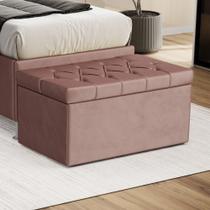 Calçadeira Sagitarius Estofada 90 para Cama Box de Solteiro N-031 Veludo Rosê Claro Aradecor Calçadeira Sagitarius Estofada 90 para Cama Box de Solteiro N-031 Veludo Rosê Claro Aradecor