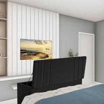 Calçadeora Baú Recamier Solteiro 90CM Grécia Suede Preto - D A DECOR