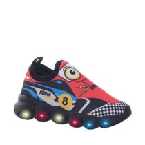 Calçado Infantil Luzinha de Led Carros Calce Fácil Preto e Vermelho Calçado Infantil Luzinha de Led Carros Calce Fácil Preto e Vermelho