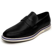 Calçado masculino, casual, Slip on em couro legítimo, Design elegante e prático Elástico lateral f