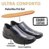 Calçado Sapato Mocassim Masculino Couro Legitimo Solado de Borracha Leve e Palmilha Confortável Ultra Macia Z02 - Zarato