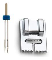 Calcador Fazer Nervura 9 Frisos + Agulha Dupla Singer Janome