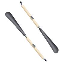 Calçador Sapato Kit 2 Bastao Extensivel Sapatenis Tenis Confortavel Auxilio Idosos Pcd Gravida Cadeirante Pratico