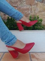 Calçados Feminino Bella Moça Scarpin Vermelho Bloco