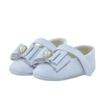 Calçados Sapatinho de Bebê Bicho de Pé - Sapatilha Feminina c/ Laço Triplo, Pérolas e Strass - Sintético - Branca