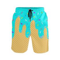 Calção de banho JHKKU Cyan Ice Cream Print para homens tamanho M Calção de banho JHKKU Cyan Ice Cream Print para homens tamanho M