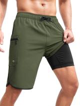 Calção de banho masculina SILKWORLD, roupa de banho de secagem rápida, verde militar Calção de banho masculina SILKWORLD, roupa de banho de secagem rápida, verde militar