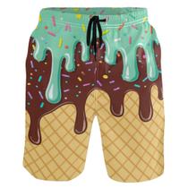 Calção de banho masculina Wamika verde marrom de secagem rápida com bolsos M Calção de banho masculina Wamika verde marrom de secagem rápida com bolsos M