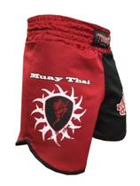 Calção Short Muay Thai - Ram Muay- Tribal V2 - Cavado - Preto/Vermelho - Toriuk -