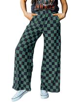 Calças Acelitt, xadrez, casuais, femininas, 2025, primavera, verão, verdes Calças Acelitt, xadrez, casuais, femininas, 2025, primavera, verão, verdes