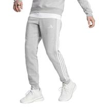 Calças adidas Essentials Fleece com punhos cônicos com 3 listras - cinza